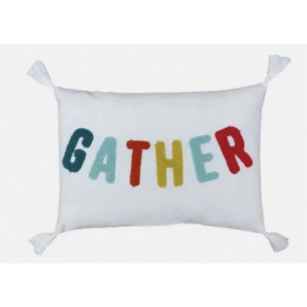 2 Pack - Target "GATHER"‎ Decorative Pillow 14x10" with Tassels - New & Sealed!